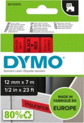 Dymo D1 Labels Black On Red 12mm x 7m 