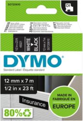 Dymo D1 Labels White On Black 12mm x 7m 