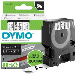 Dymo D1 Labels Black On White 19mm x 7m 