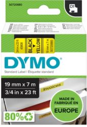 Dymo D1 Labels Black On Yellow 19mm x 7m 