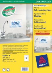Avery L7086 10 Self Laminating Adhesive Signs 100x150mm White 20pk 