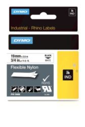 Dymo Rhino Label Writer Labels Black on White 19mm x 35m Flexible Nylon