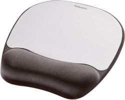 Fellowes Black and Silver Memory Foam Mouse Pad 