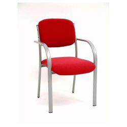 GGI Titan Silver Frame Cantilever Stacking Chair with Arms Fabric Burgundy