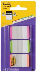 Post it Strong Lined Index Tabs Pink Green Orange 25mm 66 Tabs Per Pack