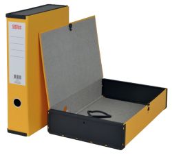 Office Depot Box File Lock Spring with Ring Pull and Catch 75mm Spine Foolscap Yellow