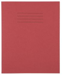 Exercise Books 203mm x 165mm Red 8mm Feint Ruled and Margin 75gsm 100 Per Box