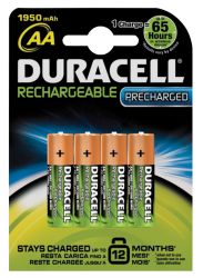 Duracell Stay Charged 1950MaH Rechargeable Premium AA Batteries Pack of 4 