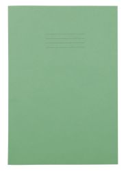 8mm Feint Ruled and Margin 48 Page A4 Exercise Books Light Green 100 Per Pack