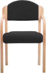 Beech Effect Melamine Frame Stacking Chair with Arms Fabric Black