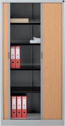RS Pro Tambour Cupboards Silver Beech 1980H x 1000W x 450Dmm