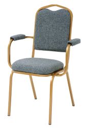 GGI Steel Frame Deluxe Banqueting Stackable Chair With Arms Grey