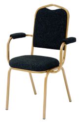 GGI Steel Frame Deluxe Banqueting Stackable Chair With Arms Charcoal Grey