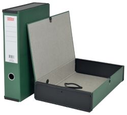 Office Depot Box File Lock Spring with Ring Pull and Catch 75mm Spine Foolscap Dark Green