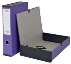 Office Depot Box File Lock Spring with Ring Pull and Catch 75mm Spine Foolscap Purple