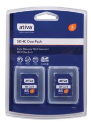 Ativa Class 4 SDHC SD Memory Card 4GB Twin Pack 2x4GB 