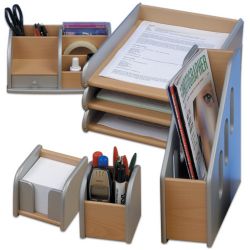 Wooden Silver Desk Accessory Bundle Deal