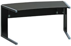 F 1600mm Black Curved Desk from the Black and White Office Collection