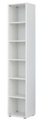 R Tall Narrow 5 Shelf White Bookcase from the Black and White Office Collection