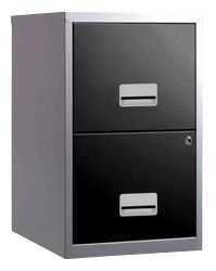 Black and Silver 2 Drawer A4 Filing Cabinet