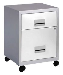 White with Silver Cabinet 2 Drawer Mobile A4 Filing Cabinet 