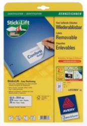Pack 25 Avery Removable Labels FSC1 96 x 508 mm
