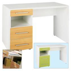 2 drawer desk 1 sliding shelf 1 recess EASY white beech lime green drawer
