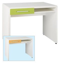 Small 1 drawer 1 recess desk reversible drawer front EASY white beech lime green