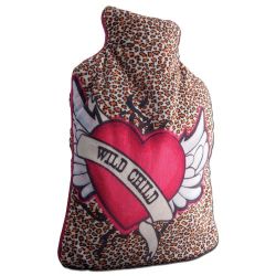 Pink Cookie Printed Soft Velboa Eye Mask and Hot Water Bottle Set