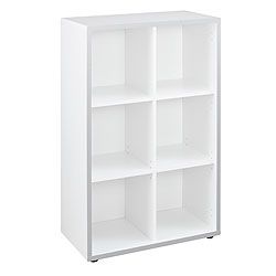 6 compartment bookshelf STRIPE White