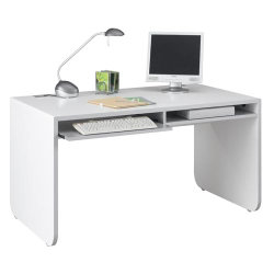 Slab end desk with keyboard shelf STRIPE White 