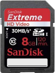 Sandisc Extreme HD Video SDHC 8GB Memory Card