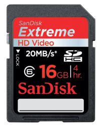 Sandisc Extreme HD Video SDHC 16GB Memory Card
