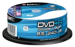 EMTEC Recordable DVDR DL Spindle 85GB 240Min 8X 25pk