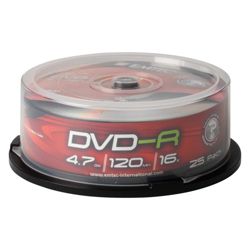 EMTEC Recordable DVD R Spindle 47GB 120Min 16X 25pk