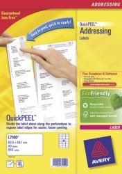 Avery Laser Addressing Labels 381 x 635mm White 840 Labels Per Pack L7160 40 