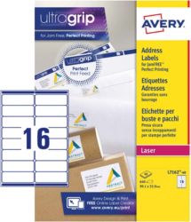 Avery Laser Addressing Labels 339 x 991mm White 640 Labels Per Pack L7162 40 