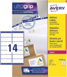 Avery Laser Addressing Labels 381 x 991mm White 560 Labels Per Pack L7163 40 
