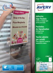 Avery L7083 10 Adhesive Sign Pockets 304x221mm White 10pk 