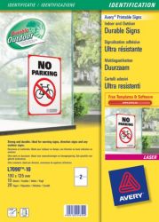 Avery L7090 10 Durable Signs 135x190mm White 20pk 