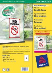 Avery L7091 10 Durable Signs 275x190mm White 10pk 