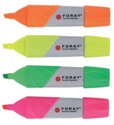 Foray Recycled Highlighter Assorted Yellow Pink Green and Orange 4 pack