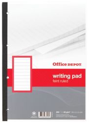 Office Depot A4 60gsm Sidebound Ruled Margined Punched Writing Pad 100 Sheets Ruled 5 pk