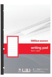 Office Depot A4 60gsm Sidebound Ruled Margined Punched Writing Pad 80 Sheets Ruled 5 pk