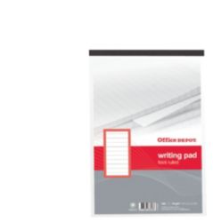 Office Depot A4 60gsm Headbound Lined Margined Punched Writing Pad 100 Sheets Ruled 70gsm 5 pk