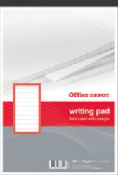 Office Depot A4 60gsm Headbound Ruled Margined Punched Writing Pad 100 Sheets Ruled 5 pk