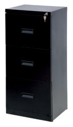 RS PRO 3 Drawer Self Assembly Steel Filing Cabinet Black