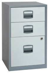 Bisley 3 Drawer A4 Filing Cabinet Silver White 672H x 413W x 400D mm