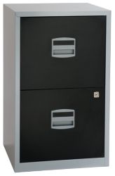 Bisley 2 Drawer A4 Filing Cabinet Black Silver 672H x 413W x 400D mm