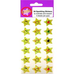 Motivation Gold Smiling Star Stickers 54 Stickers per Pack